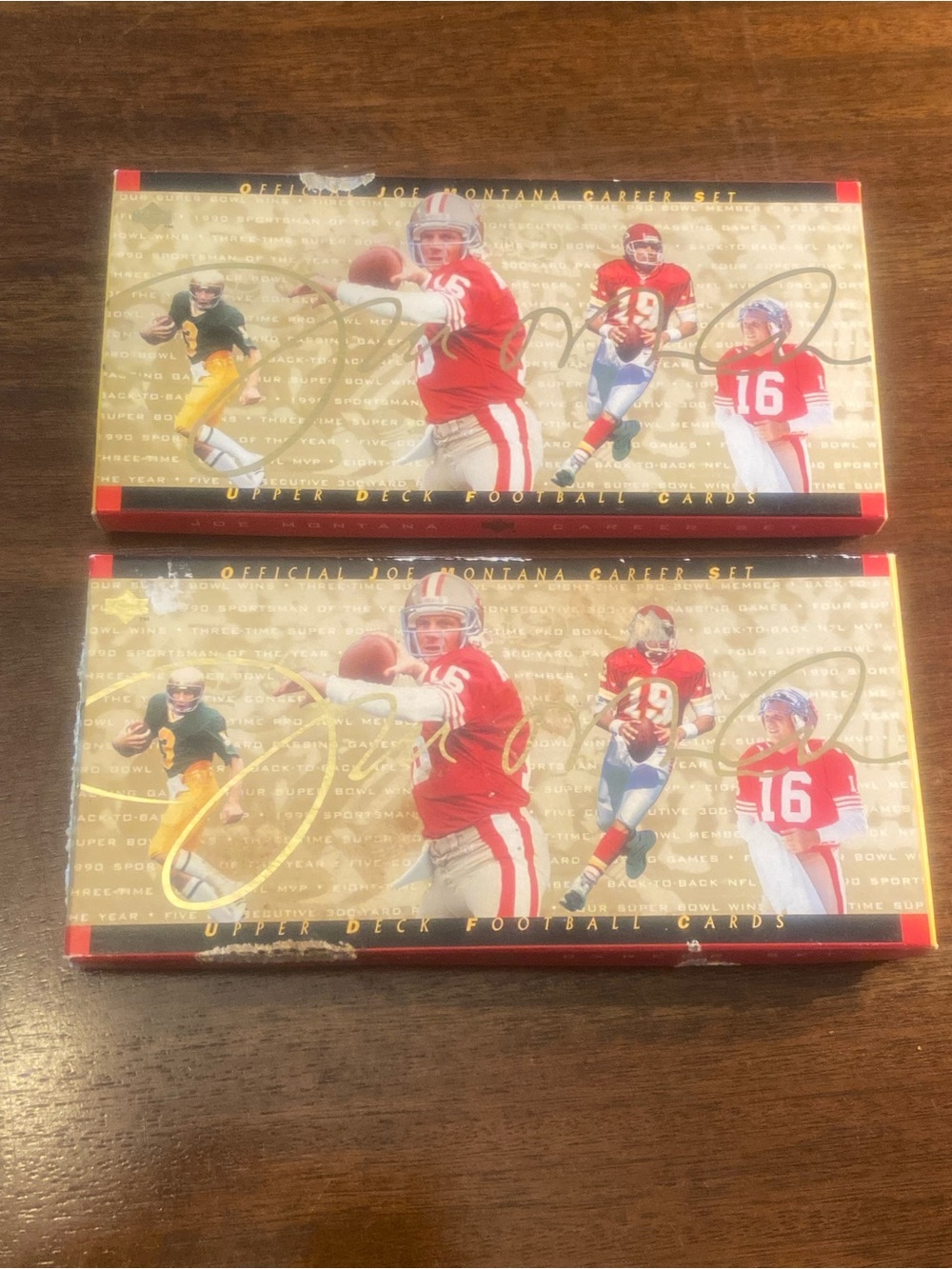 ⁠Lot of 2 -1995 Upper Deck Official Joe Montana Career Set 45 Cards Complete Box